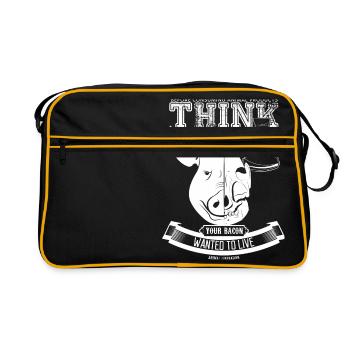 Your bacon wanted to live (white) - Retro Bag - black/gold - Front
