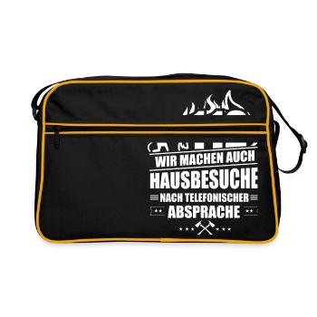 Feuerwehr Hausbesuche 112 Feuer - Retro Tasche - Schwarz/Gold - Vorne
