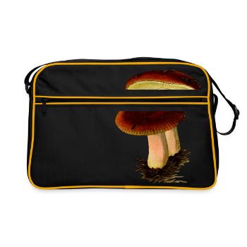 pilze mushrooms fungi veggie gemuese vegetables126 - Retro Tasche - Schwarz/Gold - Vorne