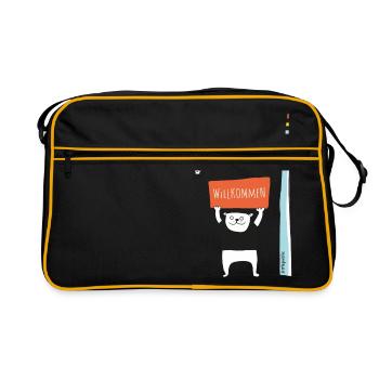 Berliner Bär und Fernsehturm | littlepublic - Retro Tasche - Schwarz/Gold - Vorne