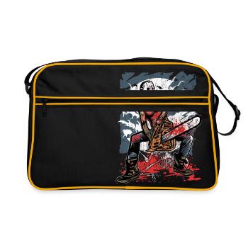 TRONCONNEUSE KILLER - Halloween cadeau Horreur - Sac Retro - noir/or - Devant