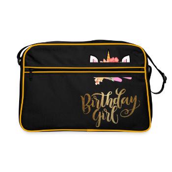 Fille d'anniversaire Licorne Glitter Girl Shirt - Sac Retro - noir/or - Devant