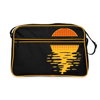 soleil vacances mer vacances eau le coucher - Sac Retro - noir/or - Devant