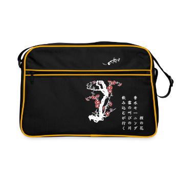 Sakura Haïku 桜の詩 (white & red) - Retro Bag - black/gold - Front