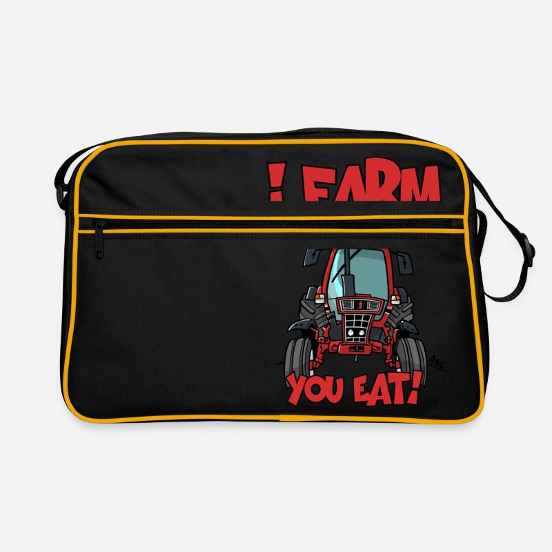 Ich Bauernhofs IH essen - Retro Tasche - Schwarz/Gold