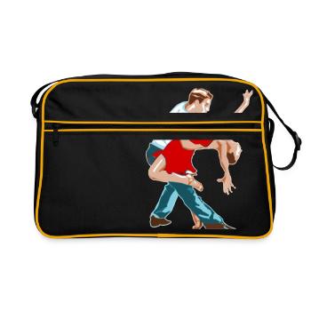 ballerina ballett dance dancer tanz taenzer yoga45 - Retro Tasche - Schwarz/Gold - Vorne