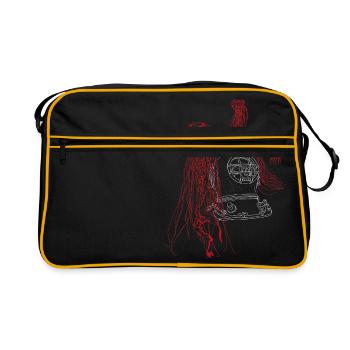 Mute cry from the sea, in white / red - Retro Bag - black/gold - Front