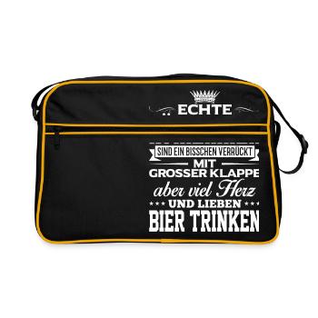 BIER-TRINKEN - liebe - Retro Tasche - Schwarz/Gold - Vorne