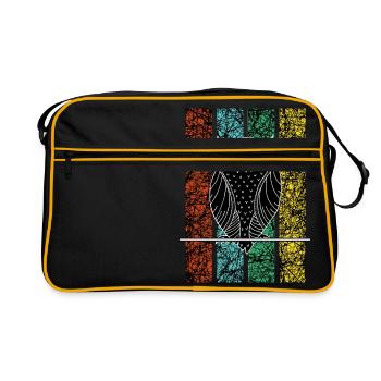 Eule weise Kopf - Retro Tasche - Schwarz/Gold - Vorne