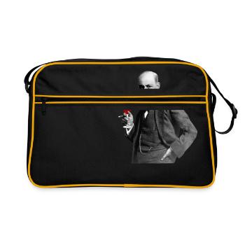 Sigmund Freud avec un verre à vin - Sac Retro - noir/or - Devant