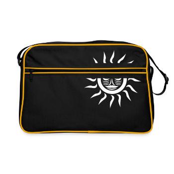 Maori Sonnengesicht - Geschenkidee - Retro Tasche - Schwarz/Gold - Vorne