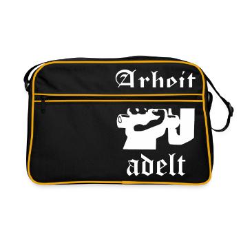 Arbeit adelt Arbeiter Handwerk Hammer Bauarbeit - Retro Tasche - Schwarz/Gold - Vorne