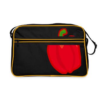 paprika chilli chili pepper citrus veggie vegetable - Retro Bag - black/gold - Front
