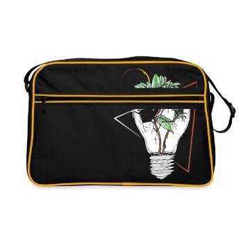 Glühbirne gegen die Natur - Retro Tasche - Schwarz/Gold - Vorne