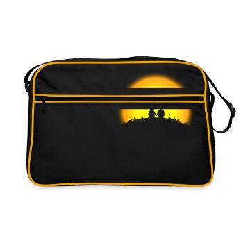 lapin lièvre lapins coucher de soleil date de - Sac Retro - noir/or - Devant