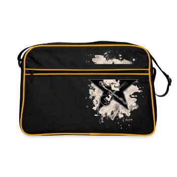 Rock-n-Roll Skull - bleached - Retro Tasche - Schwarz/Gold - Vorne