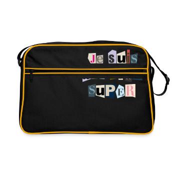 je suis une fille super - Sac Retro - noir/or - Devant