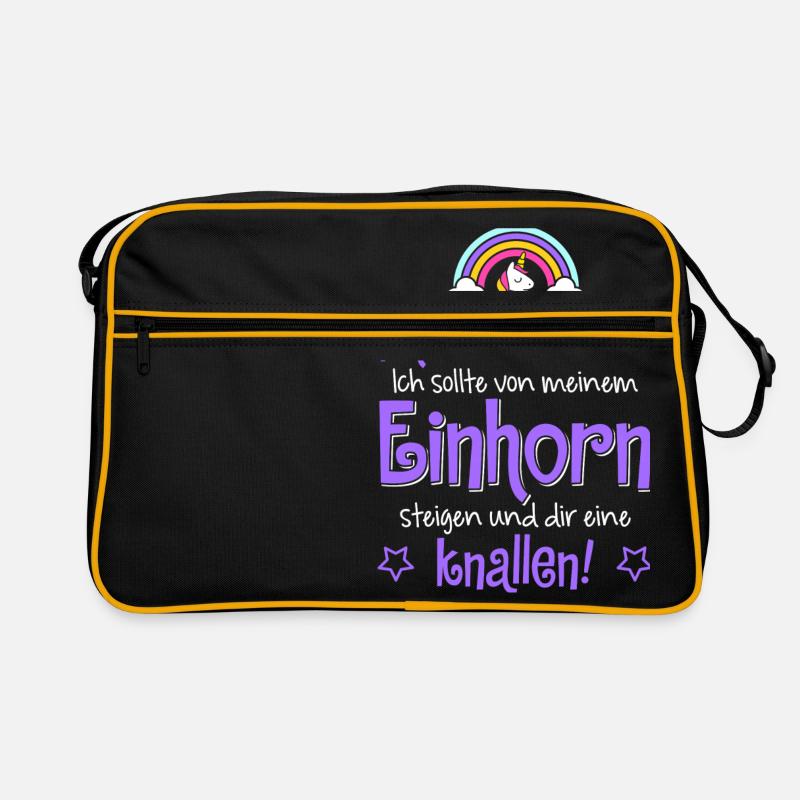 Ich sollte von meinem Einhorn steigen! Geschenk Retro Tasche