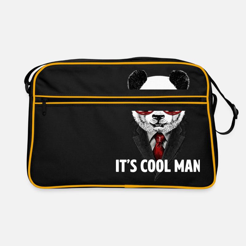 Panda - It's cool man - Geschenkidee - Retro Tasche - Schwarz/Gold