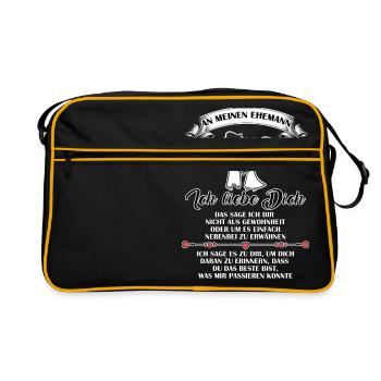 Ich liebe dich - Ehemann - Retro Tasche - Schwarz/Gold - Vorne