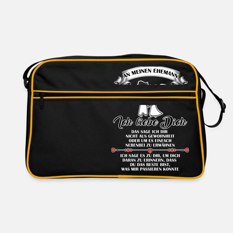 Ich liebe dich - Ehemann - Retro Tasche - Schwarz/Gold