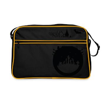 Haunted House - Halloween Design - Retro Tasche - Schwarz/Gold - Vorne