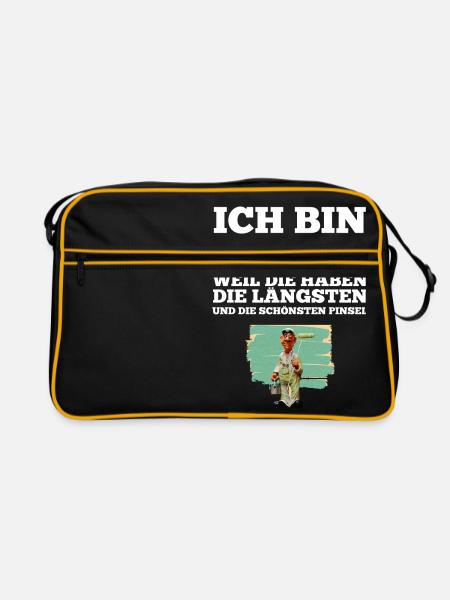 Maler Tshirt Maler Malermeister Prüfung Geschenk - Retro Tasche - Schwarz/Gold - Vorne