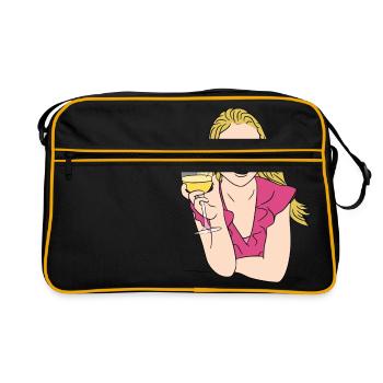 Wine Wine Bottle Glass Bottle Barrels Glasses63 - Retro Bag - black/gold - Front