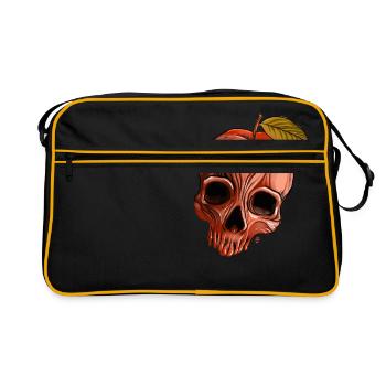 Apfelschädel - Retro Tasche - Schwarz/Gold - Vorne