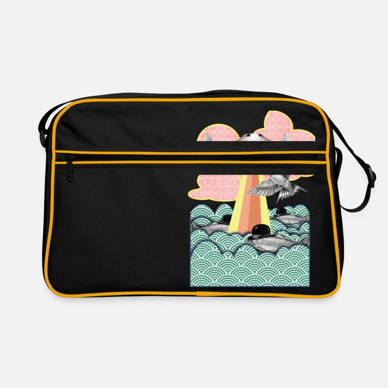 Flamingo - Retro Tasche - Schwarz/Gold