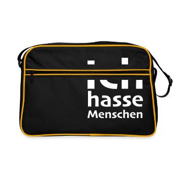 Je déteste les gens - haineux humains - plaisir de cadeau - Sac Retro - noir/or - Devant