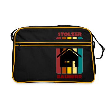 Constructeur fier / construction de maison / cadeau - Sac Retro - noir/or - Devant