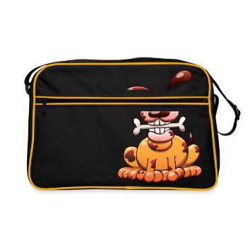 Dog Posing with a Bone - Retro Bag - black/gold - Front