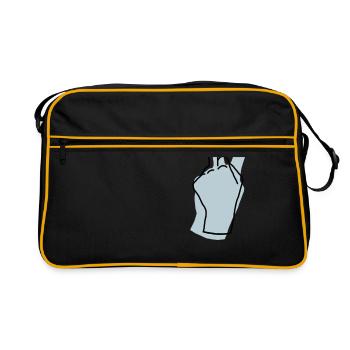 peace grey blue - Retro Tasche - Schwarz/Gold - Vorne