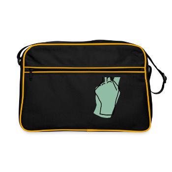 peace hand green - Retro Bag - black/gold - Front