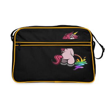 Licorne fait pipi dans les couleurs de l'arc-en-ciel - Sac Retro - noir/or - Devant