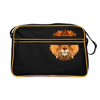 Low Poly Type Lion King of the Beast Mighty - Retro Bag - black/gold - Front