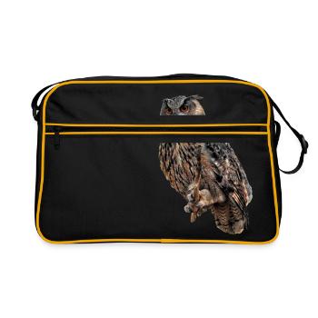 Le grand-duc est un chasseur du crépuscule et de la nuit. - Sac Retro - noir/or - Devant