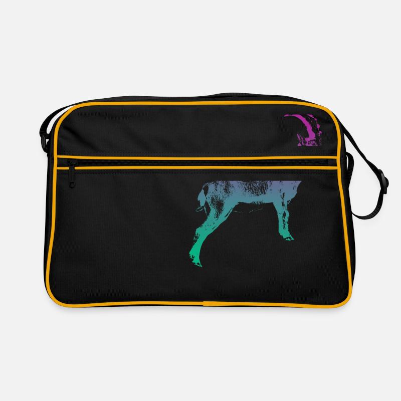 Steinbock Huftier Sternzeichen Steinbock Gams Horn - Retro Tasche - Schwarz/Gold