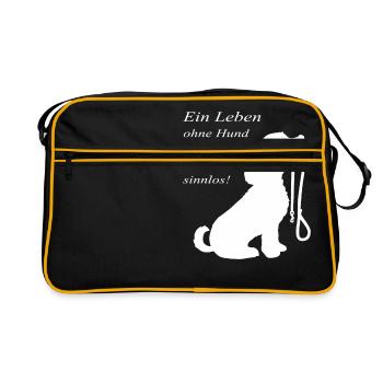 A life without a dog - Retro Bag - black/gold - Front