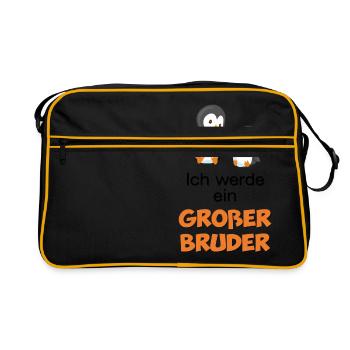 Ich werde ein großer Bruder - Retro Tasche - Schwarz/Gold - Vorne