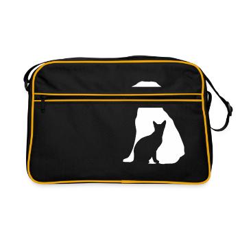 Hund und Katze - Retro Tasche - Schwarz/Gold - Vorne