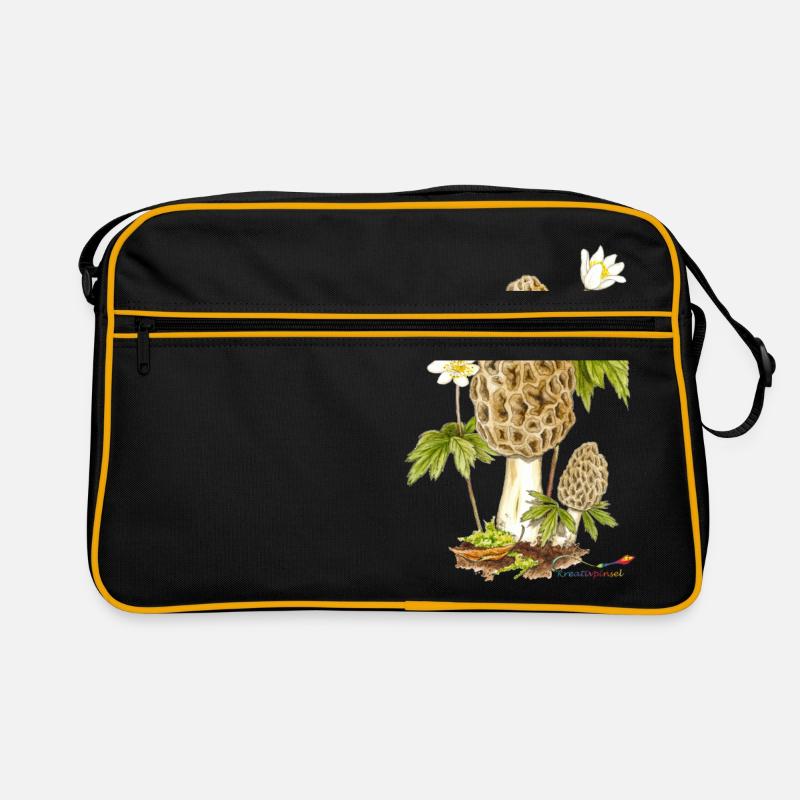 Morille et anémone des bois - Sac Retro - noir/or