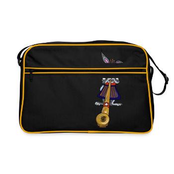 Hase Frau Alphorn - Retro Tasche - Schwarz/Gold - Vorne