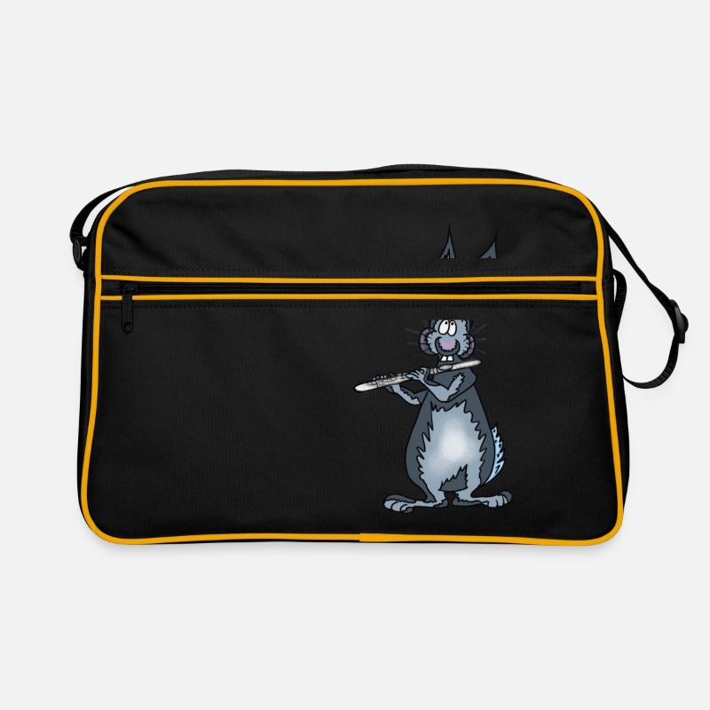 Hase Querflöte - Retro Tasche - Schwarz/Gold