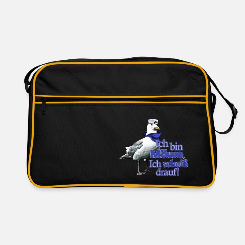 Lustige Möwe mit Spruch - Scheiß drauf! Retro Tasche