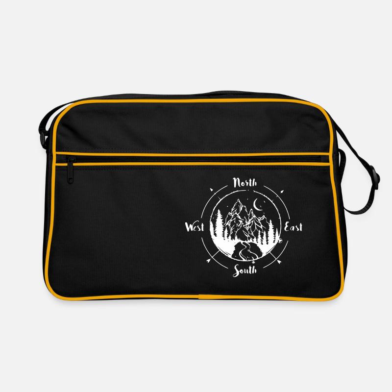 Berg mit Kompass Retro Tasche