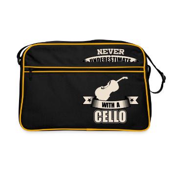 T-shirt cello idée de cadeau de Noël drôle - Sac Retro - noir/or - Devant