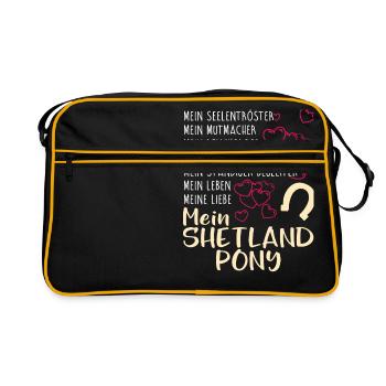 SHETLAND-PONY - mein - Retro Tasche - Schwarz/Gold - Vorne