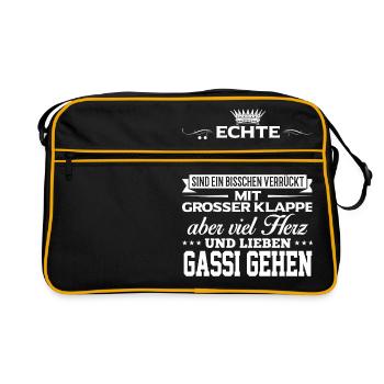 GASSI-GEHEN - lieben - Retro Tasche - Schwarz/Gold - Vorne